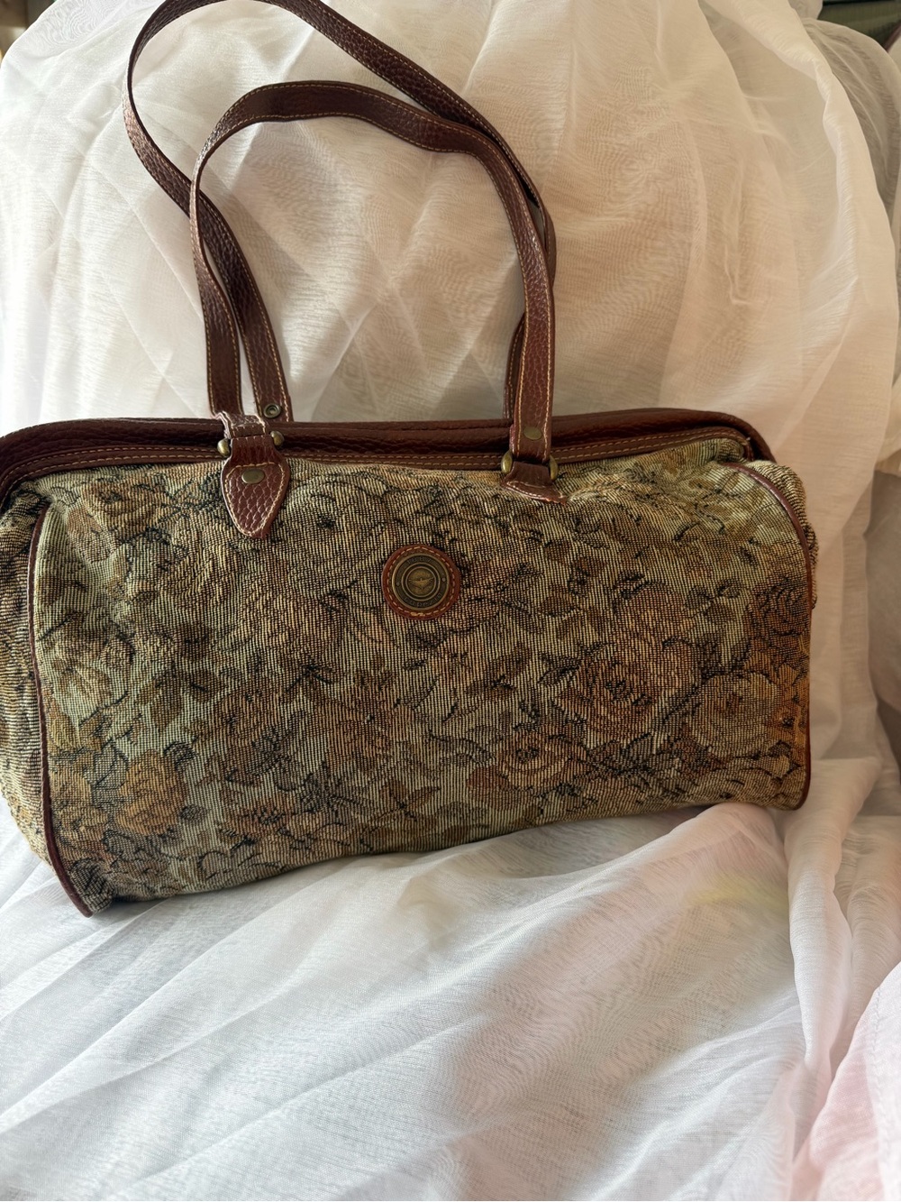 Capezio Brown Floral Tapestry Shoulder Bag